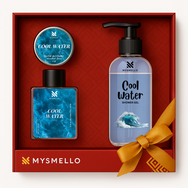 Gift Set of Mysmello Cool Water : Perfume, Solid Perfume & Showergel