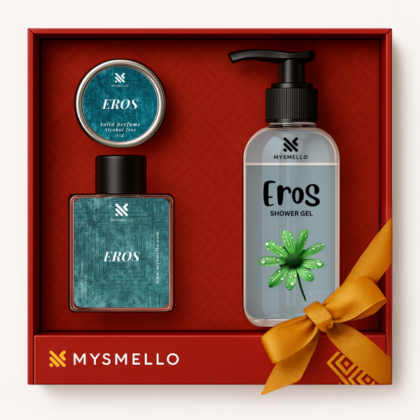 Gift Set of Mysmello Eros : Perfume, Solid Perfume & Showergel